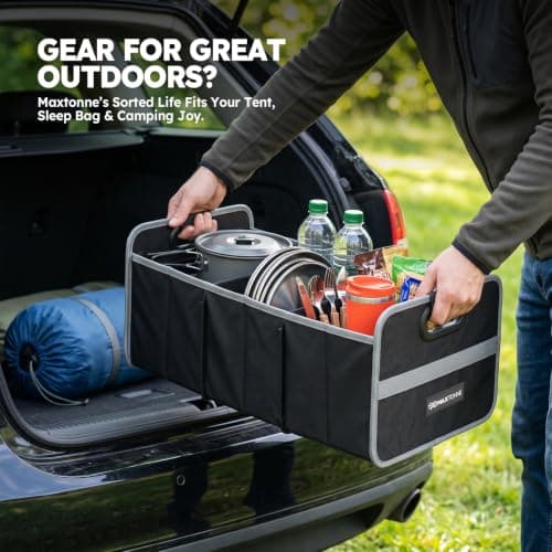 Maxtonne 50L Car Boot Organiser, 3-Comp with Securing Straps & Handles — view 4