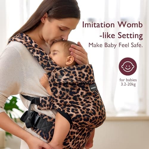 Momcozy Baby Carrier for 3-24M/3.2-20kg, Waist 64-127cm, Cotton Leopard — view 2