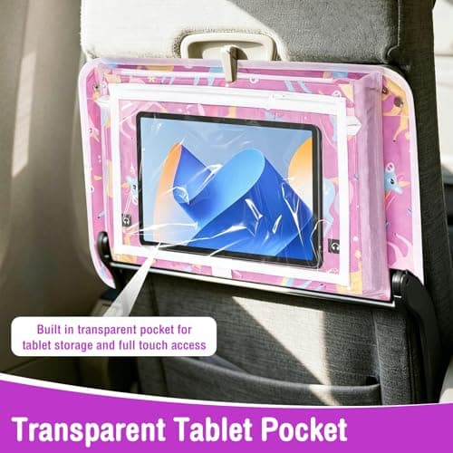 Anihet Kids Tray Table Cover, Foldable Airplane Travel Tray Cover with Clear Pocket, Universal Airplane Must Haves Travel Essential for Plane, Train, High Chair(Unicorns) — view 4