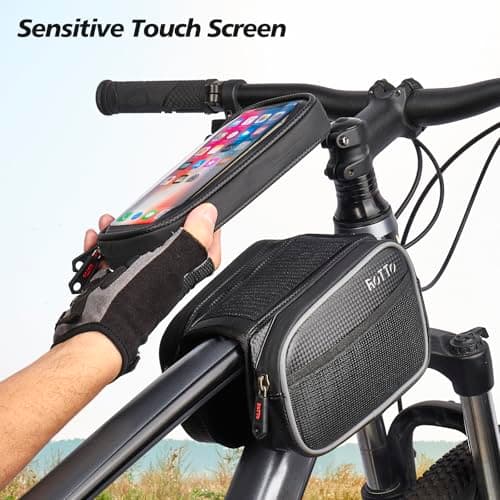 ROTTO Bike Frame Bag with 2 Side Storage Pockets Bicycle Top Tube Phone Bag with Sensitive Touch Screen — view 2