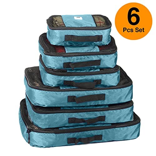 ANSIO Packing Cubes for Suitcase, 6-Piece Travel Luggage Organiser Set,Teal — view 2