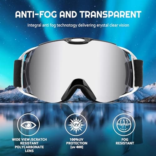 BOBILIFE Snow Ski Goggles with Portable Case for Men Women - Helmet Compatible Adult OTG Anti-Fog and Scratch 100% UV Double Layer Lens for Snowboard Skiing Glasses Goggles — view 2