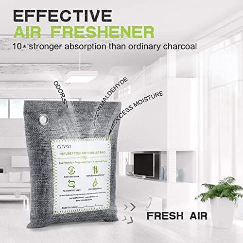 CLEVAST Bamboo Charcoal Air Purifying Bags (Large, 4×200g), Removes Odors and Moisture, Nature Fresh Air Purifier Bags, Odor Eliminator for Home, Car, Pets, Bathroom, Basement — view 3