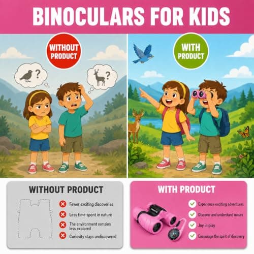 Promora Binoculars for Kids, Set with Magnifying Glass & Compass - Outdoor Toys, Kid Binoculars for 3-12 Years Boys and Girls for Toddler, Gift for Kids — view 4