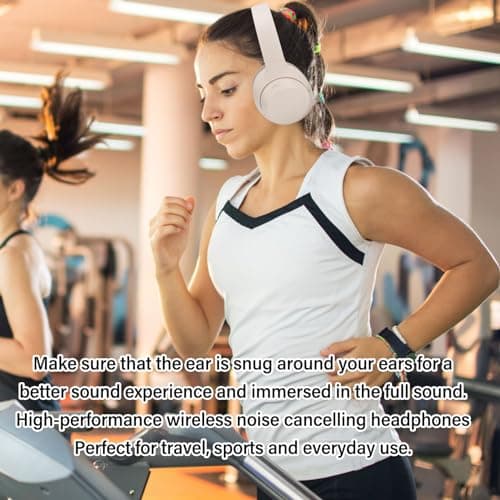 Headphones Over Ear, Wireless Headphones with Microphone, Deep Bass Stereo Foldable Lightweight Headset, Long Playtime, for Travel, Work, Home (Khaki) — view 4