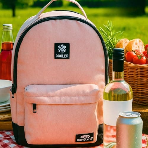 iN Cooler Backpack Insulated Lunch Bag for Men Women - Pink - Large Capacity Picnic Cooler, Camping Beach Travel Bag, Leakproof, Easy Carry Size 28x15x39cm, Backpack — view 2