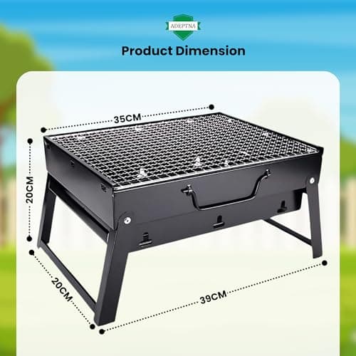 ADEPTNA Portable Folding Charcoal BBQ Table top Grill - Ideal for Garden, Camping, Travel, Picnic, Outdoor Parties and More — view 2