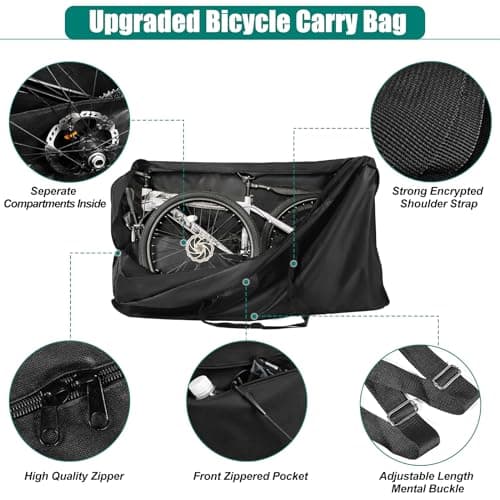 Bike Travel Bag for Airplane,Premium 900D Bike Transport Bag for 26 inch to 29 inch Mountain Bicycle and Road Bike,Heavy Duty Bicycle Box for Air Travel with Strong Webbing for Air Travel — view 4
