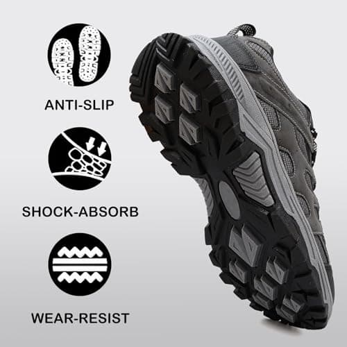 Unitysow Hiking Boots Men’s Women’s Walking Shoes Trainers Low Rise Trekking Climbing Shoes Outdoor Backpacking Camping Sneaker,Grey,11 UK — view 4
