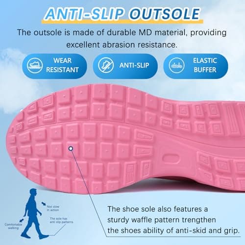 Running Shoes Womens Trainers Walking Shoes Air Cushion Athletic Sneakers Ladies Breathable Mesh Sport Sneakers Lightweight Non Slip Casual Tennis Workout Jogging Gym Trainers Pink — view 5