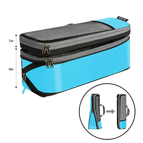 Eono Compression Packing Cubes, Luggage Organiser Set, Extensible Suitcase Organiser, Packing Organisers for Suitcases, Packing Cubes for Travel or Home Storage - Blue, 6 Set — view 3