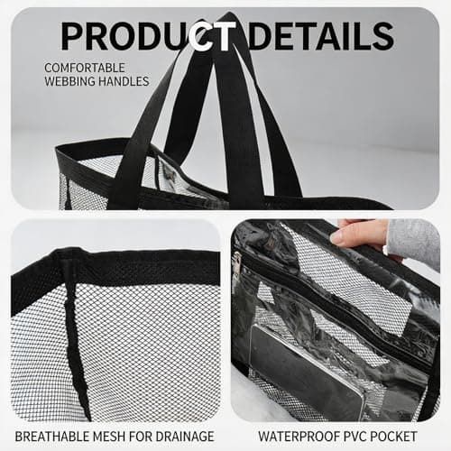 Large Mesh Beach Bag, Large Beach Bag, Extra Large Black Mesh Tote Bag — view 6