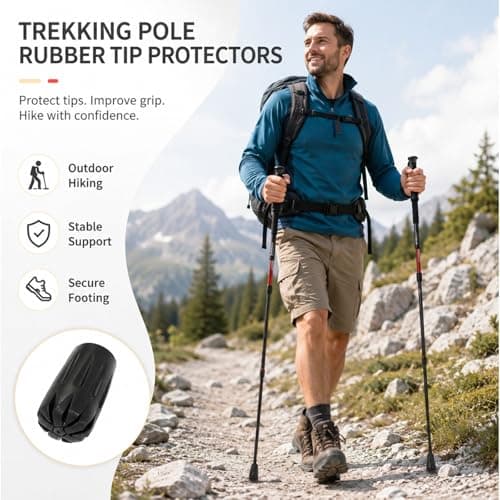 ApexPine 8 Pcs TPR Trekking Pole Rubber Tips for Hiking Walking Poles — view 3