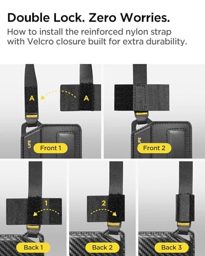 Spigen Luggage Tags LF510 Premium Velo Vegan Leather ID Label for Suitecase Travel Bag Accessories with Magnetic Closure Privacy Protection Design Durable Strap - Black (2 Pack) — view 6