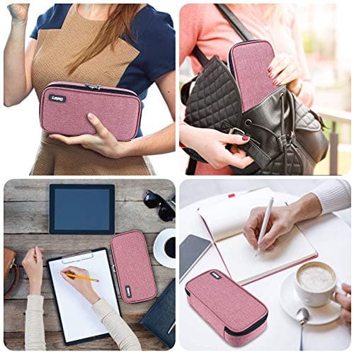 Chelory Pencil Case Large Capacity Pencil Cases Big Storage Pencil Bag Pen Pouch Makeup Cosmetic Bag Office Stationery Organizer with Compartment for Boys Girls School Students Adults, Light Pink — view 6