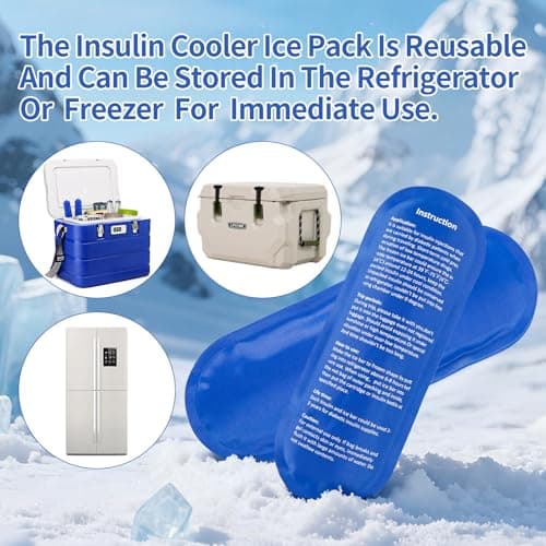 Nogsay Insulin Cooler Ice Pack,2Pcs Reusable Ice Packs Small Medicine Cool Bag for Diabetic Insulin Cooler Travel Case Box,Medical Cooling Gel Pack for Travel Medication Coolers — view 4