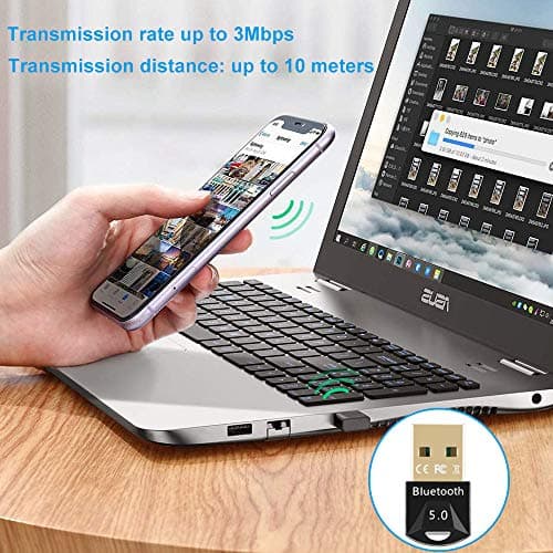 EasyULT USB Bluetooth 5.0 Adapter for PC Laptop, Wireless Bluetooth Dongle/Receiver for windows 11/10/8/8.1/7, Plug and Play, Wireless Transfer for Headset Speaker Keyboard Mouse Printer — view 6