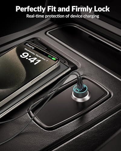 90W 4-Port USB C Car Charger & Cable for iPhone 17 16 15 Samsung S26/S25 — view 6