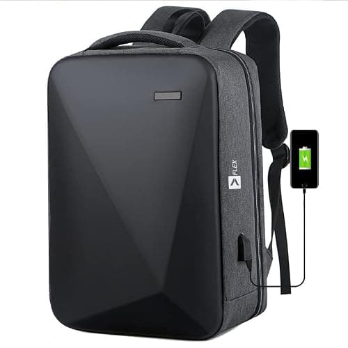 Flex Hard Shell Laptop Backpack Anti-Theft Business Bag with USB Port TSA Lock Waterproof Rucksack Improved SBS Zippers Padded Back and Belt Fits 16 Inch Laptop Lightweight Travel Bag Black