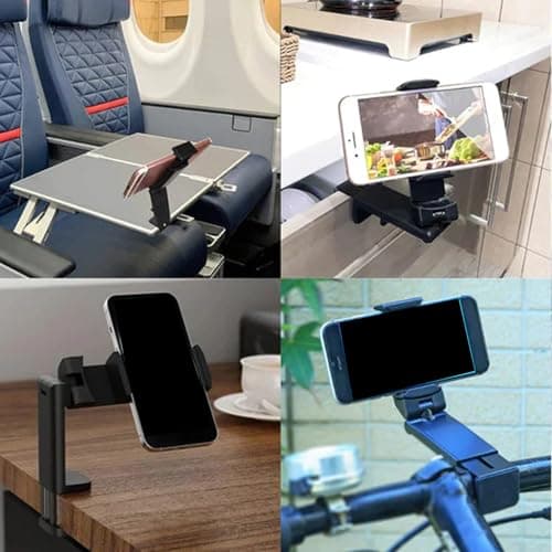 Airplane Phone Holder - Airplane Phone Mount 360-Degree Rotatable - Travel Accessories Desktop Cellphone Holder for Work Car Flight Train Outdoor Kitchen Bedside Workout Gym Nightstand — view 5