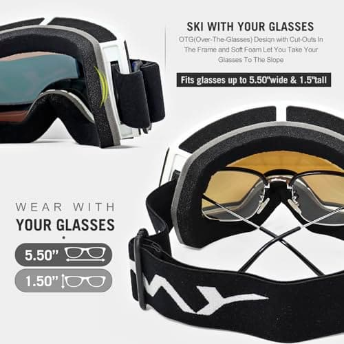 FMY OTG Ski Goggles,Snowboard Goggles for Men,Women & Youth Anti Fog — view 6