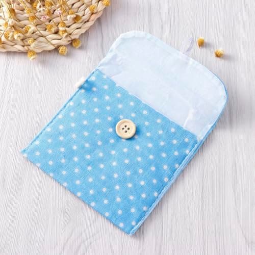 ABOOFAN Blue Cotton Sanitary Pad Holder Polka Dot Pouch for Women Travel — view 5