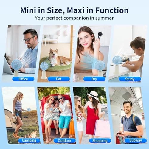 dididudi 4Pcs Desk Fan,Small and Powerful Handheld Fan Battery Operated with Lanyard & Detachable Base,Cooling Small Personal handheld fans for Travel Makeup Beach Camping Summer Gift — view 5