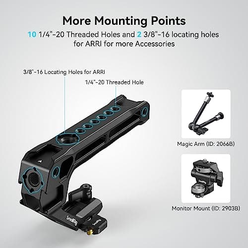 SMALLRIG Lightweight NATO Top Handle, Quick Release NATO Grip with NATO Rail for DSLR Camera Cage, Universal Top Handle built in 5 Cold Shoe Adapters - 4345 — view 5