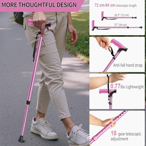 ispuoocti Adjustable Walking Stick All Day Support with Comfortable Grip Walking Aids for the Elderly Lightweight Anti Slip Walking Sticks for Men Women in Multiple Colors for Walking and Short Trips — view 4
