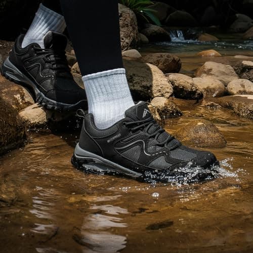 CC-Los Women's Waterproof Outdoor Walking Shoes Non-Slip Lightweight Hiking Black Size 4.5 — view 2