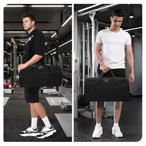 ZZY 52L Mens Sports Gym Bag with Shoe Compartment-24 inch Large Holdall Travel Duffle Bag for Overnight, Fitness - Black — view 6