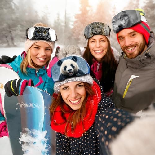 HUANYO 2 Pack Ski Goggles Protective Cover, Anti-Scratch Lens Protection with Wolf & Snow Leopard Design, Skiing Accessories Equipment — view 5