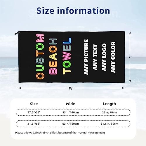 XIAYUEHUA Custom Beach Towel Personalized Beach Blanket with Image Text Logo Microfiber Beach Towels Quick Dry Towel for Travel Beach Pool Bath (Ultra-thin Model) — view 2