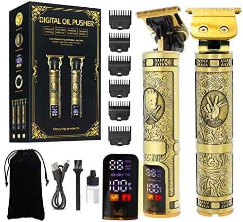 Beard Trimmer Hair Clippers Men T-Blade Cordless LCD Metal Grooming Kit