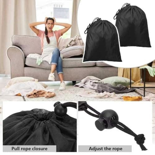 Black Cotton Drawstring Bag Small Storage Pouch 6Pack Set – Natural Fabric Drawstring Bags for Travel Organization Multi-Purpose Soft Storage Pouch for Shoes Eco-Friendly Cotton Stuff Bag — view 6