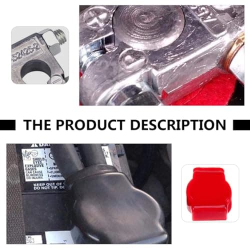 GARVALON Military-Grade Boat Battery Terminal Post Kit with Flame-Retardant Covers, Universal Car RV Marine Battery Terminal Clips Set for Positive and Negative Connections — view 2