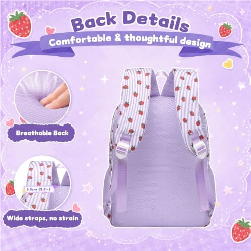 I IHAYNER Initial Kids Backpack for Girls, Lightweight Preschool Elementary Backpack, Girl Bookbag for School Travel Daycare, Purple-e, S — view 6