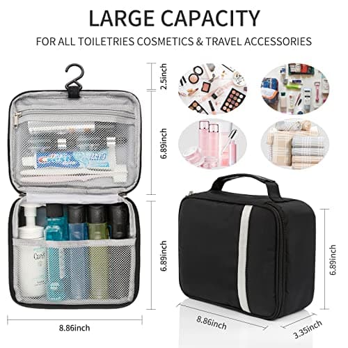 Hanging Toiletry Bag for Men – Small Travel Wash Bag with Sturdy Hook, Waterproof Shower Bag & Dopp Kit, Lightweight Mens Toiletry Bags for Bathroom Essentials — view 4