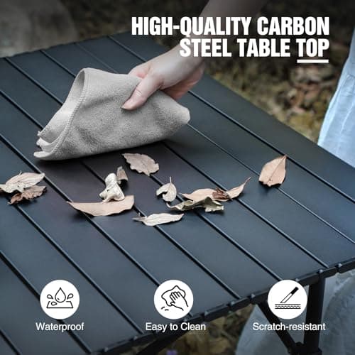 REDCAMP Large Camping Table, 120x70cm Roll-Up with Carry Bag，Black — view 4