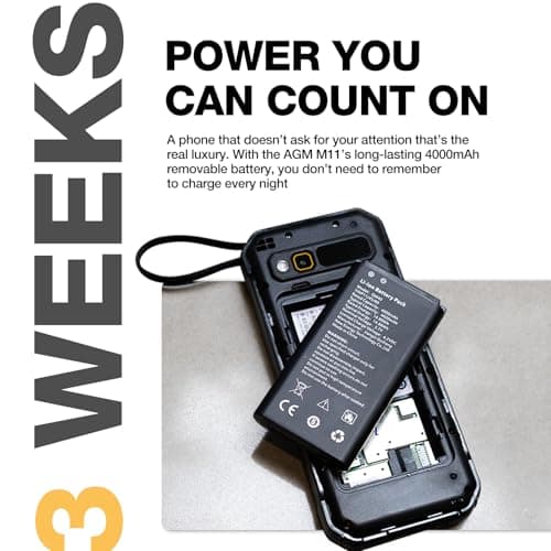 AGM M11 Rugged Mobile Phones, 4G Unlocked Dual SIMs, Cloud Apps/Mobile Hotspot/Torch/FM, Reverse Charging/4000mAh/Built-in USB-C Lanyard, IP68 & IP69K — view 5