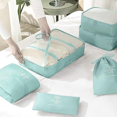 Packing Cubes for Suitcase,Lychico 9pcs Travel Luggage Packing Organizers Waterproof Travel Essentials Bag Clothes Shoes Storage Bags, Blue — view 6