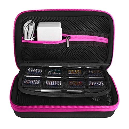 AUSTOR Travel Carrying Case Shell for Nintendo New 3DS XL (Black+Rose) — view 6