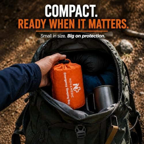 NovaMedic Emergency Survival Sleeping Bag 5 Pack, 84"x36", Waterproof Thermal Bivy Sack for Camping, Hiking, Outdoor, Activities & Travel, Durable, Lightweight & Compact Blanket — view 6
