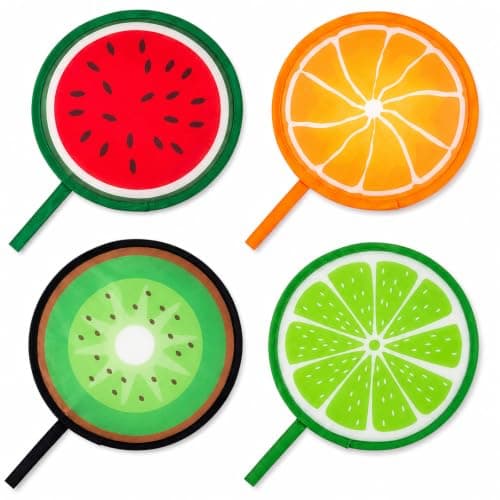 Qabonl 4Pcs Fruit Folding Hand Fans for Summer Cooling and Party Decor