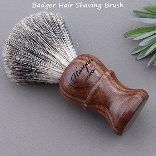 4pcs Wooden Shaving Set for Men – Classic Wet Shave Kit with Cut Throat Razor, Black Badger Hair Shaving Brush, Shaving Soap & Stainless Steel Shaving Bowl –Mens Grooming Set for Beard Care — view 3