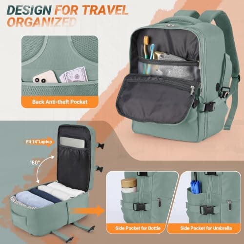 xlodea for Ryanair Cabin Bags 40x30x20 Underseat Cabin Bag Carry-ons Hand Luggage Bag Waterproof Travel Backpack Cabin Size Ryanair Backpack with USB Charging Port, Anti Theft Pocket, Trolly Sleeve — view 3