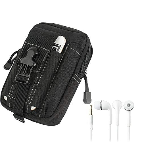 K-S-Trade Belt Pouch Holster + Headphones Compatible With Oppo Reno5 Pro+ Artist Limited Edition Extra Compartments With Space For Power Bank Hard Drive Black 1x