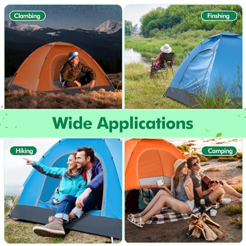Woanger 10 Pack Bulk 2 Person Camping Tents for Homeless Lightweight Outdoor Tent with Rain Fly and Carrying Bag Waterproof Windproof Setup Pop Up for Homeless Camping Backpacking (Blue Orange) — view 4