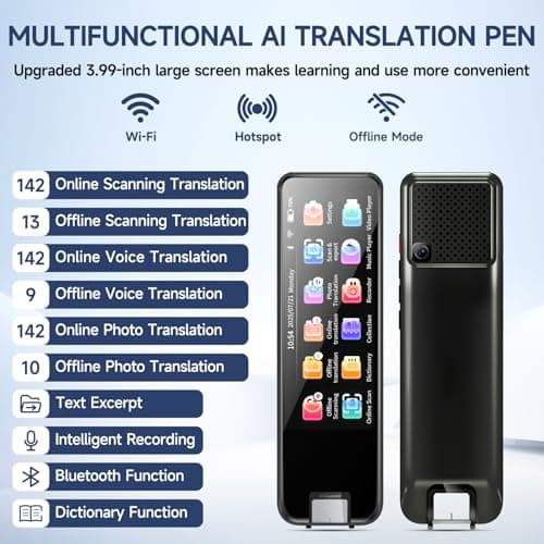 Translation Pen Reading Pen for Dyslexia Kids & Adults, Online/Offline Translator Pen Scanner, Photo/Voice/Text to Speech 142 Language Translator Device for Travel Business Learning — view 2