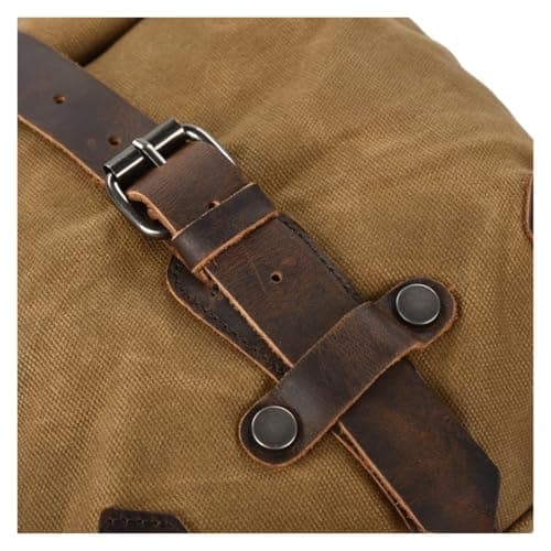 NOKRGQW Motorcycle Saddle Bag Satchel Vintage Motorcycle Side Waterproof Oil Wax Canvas Hanging for Small E-Bike Hanging Toolkit(Khaki) — view 3